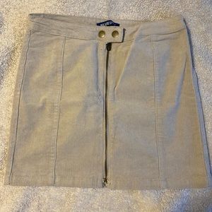 Cream Zipper Mini Skirt